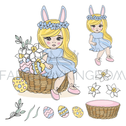 easter baby great religious holiday vector illustration set