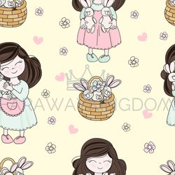 easter child holiday seamless pattern vector illustration