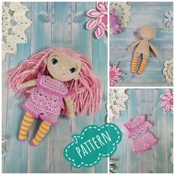 pattern crochet doll pdf in english. amigurumi doll toy tutorial.