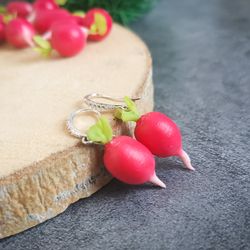 radish earrings are cottagecore weird, funny, quirky, vegan earrings