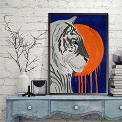 digital painting for printing art white tiger digital file print digital download