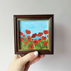 poppy wall art landscape wildflowers acrylic painting