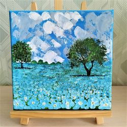 flower painting blue palette knife landscape painting