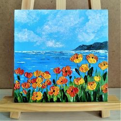 landscape art california poppy painting impasto wall artwork