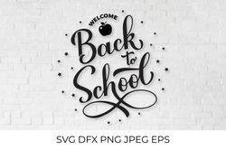 Back to school lettering. First day of school quote SVG. Round sign