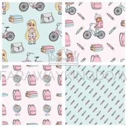 education pattern set seamless pattern vector illustration set