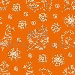 ethnic orange doodle vector illustration seamless pattern
