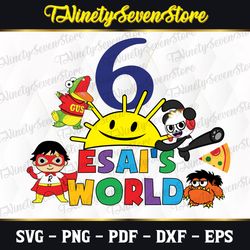 personalized name and age svg, ryan's world cartoon characters names svg, birthday svg, cartoon, custom name svg, png