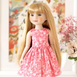 pink heart dress for ruby red fashion friends doll 14.5 inch, 14" rrff doll clothes, valentine's day outfit for dolls