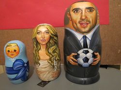 italian football player portrait matryoshka doll wedding gift - russian custom nesting wooden dolls