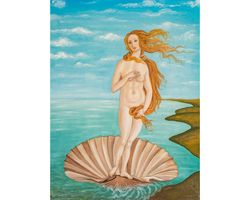 the birth of venus original oil painting on canvas venus artwork renaissance botticelli naked woman seascape wall art