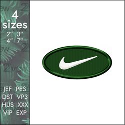 nike embroidery design, oval emblem swoosh patch logo, 4 sizes