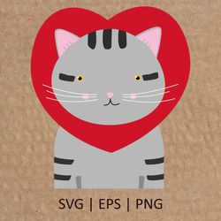 cat svg | cat with heart png | love heart happy svg | baby cat svg | cricut svg file digital download | 017