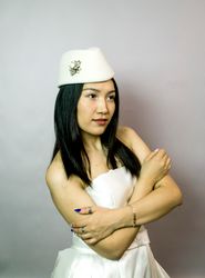 white forage cap, stewardess cap,white pillbox hat,white winter hat