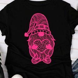 Gnome with heart Pink mandala Valentines day Svg Love Digital downloads
