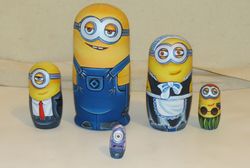 minions wooden russian nesting dolls 5 - matryoshka russian dolls cartoon heroes hand painted