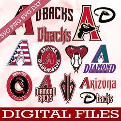 bundle 13 files arizona diamondbacks baseball team svg, arizona diamondbacks svg, mlb team  svg, mlb svg, png, dxf, eps