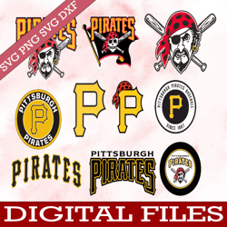 bundle 10 files pittsburgh pirates baseball team svg, pittsburgh pirates svg,  mlb team  svg, mlb svg, png, dxf, eps