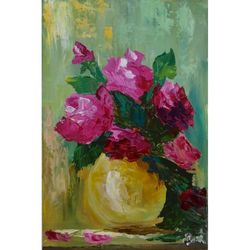 red roses painting, original painting,oil painting , red rose art,flower painting,floral oil painting,colorful artwork