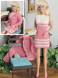 vintage crochet pattern pdf, at the office crochet patterns download pdf, barbie clothes, career, work clothes fashion