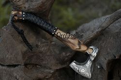 custom handmade viking axe carbon steel hatchet valhalla axe gift for him. replica, viking axe, hand forged axe,