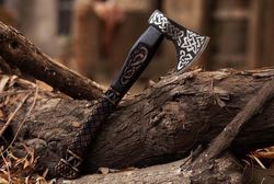 custom handmade viking axe carbon steel hatchet valhalla axe gift for him, handmade axes, viking bearded axe, battle axe
