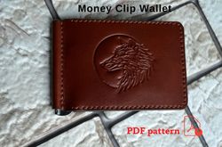 leather pattern money clip wallet