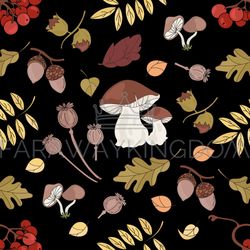 fall mushroom nature seamless pattern vector illustration