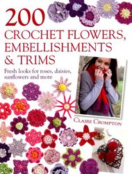 digital vintage book crochet flowers, embellishments and trims