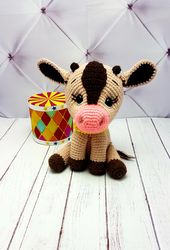 amigurumi calf pattern pdf, crochet toy diy, crochet cow pattern,