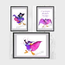 darkwing duck disney set art print digital files nursery room watercolor