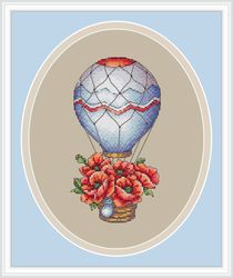 poppy cross stitch pattern balloon cross stitch pattern flower cross stitch pattern garden cross stitch pattern