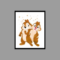 chip 'n' dale rescue rangers disney set art print digital files decor nursery room watercolor