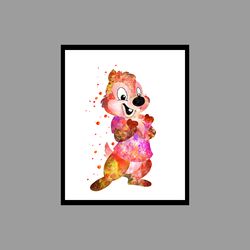 chip 'n' dale rescue rangers disney set art print digital files decor nursery room watercolor