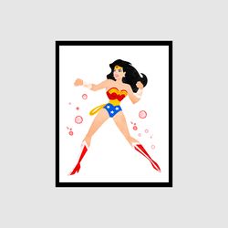 wonder woman dc comics superhero art print digital files decor nursery room watercolor