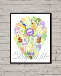 balloons up disney art print digital files decor nursery room watercolor