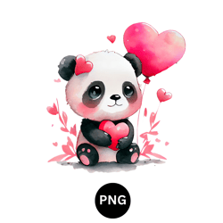 valentine watercolor panda png digital download available instant download high quality 300 dpi