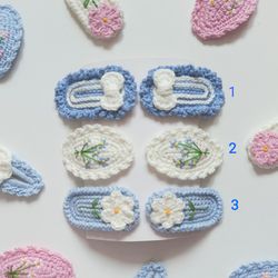 handmade crochet hair clips , hair accessories with flowers, hair clips for girl, decorations for hair, gift for girl