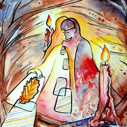 Soothsayer Painting Original Art Predictor Artwork Mystic Watercolor