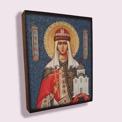 saint olga of kiev orthodox blessed wooden icon compact size | orthodox gift | free shipping