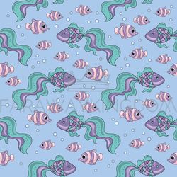 fish tropical cartoon seamless pattern vector illustration