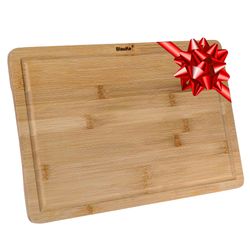 BlauKe Wood Cutting Board for Kitchen 15x10 inch - Large Bamboo Chopping Board with Juice Groove and Handles