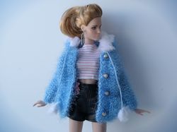 blythe pullip barbie poppy parker fr it knit coat with fur details