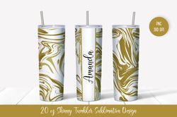 20oz skinny tumbler sublimation design. gold marble tumbler wrap v.6