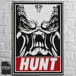 predator cross stitch pattern, digital pdf