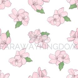 floral fabric sakura seamless pattern vector illustration