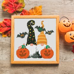 halloween gnomes, cross stitch ,cross stitch pattern, gnomes cross stitch, halloween cross stitch