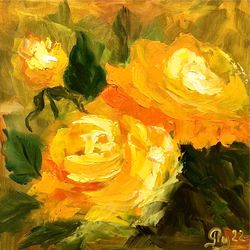 yellow roses painting original art oil painting flowers artwork roses wall art beautiful floral painting flowers art