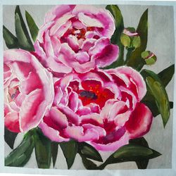 pink flower picture for a gift floral painting original art floralart paintings for home