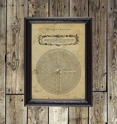 athanasius kircher. labyrinth. antique style reproduction. 23.